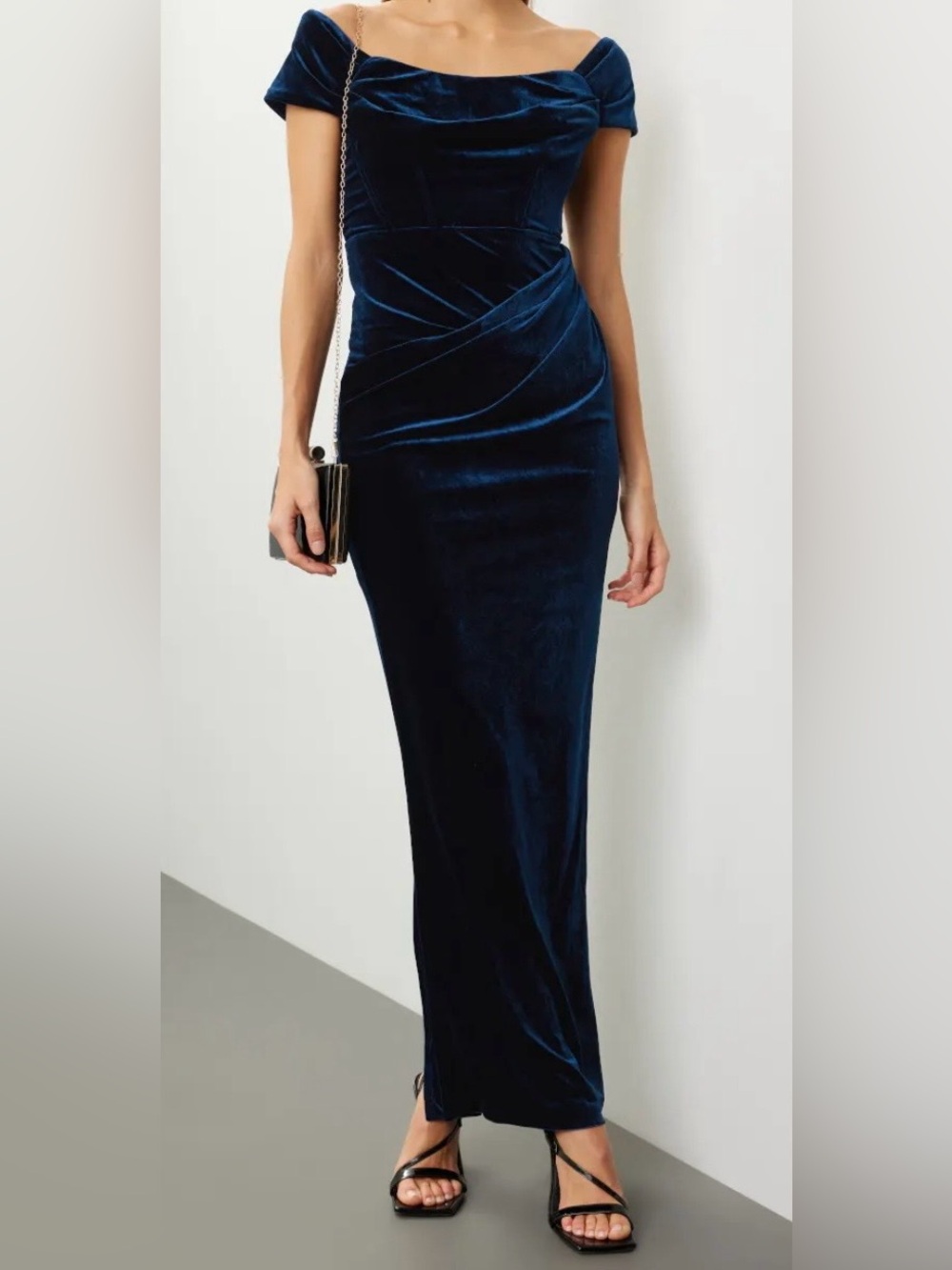 Line & Dot DuJour Gown Blue Velvet Size M - Picture 3 of 13
